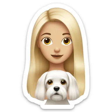 girl with blonde hair and a Maltese dog sticker