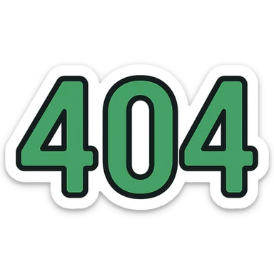 404 in green and black, color outline icon style sticker