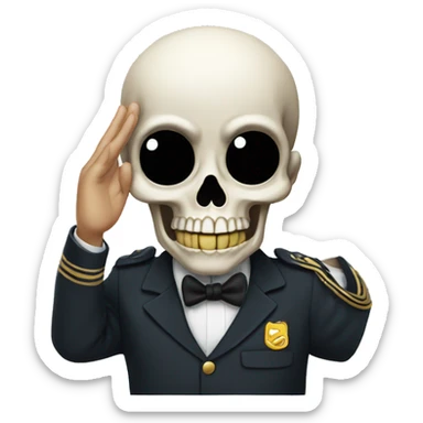2d Cartoon Skull salute sticker