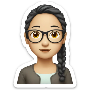 Chinese girl wearing glass, hair to shoulder  sticker