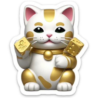 maneki neko holding golden dice sticker