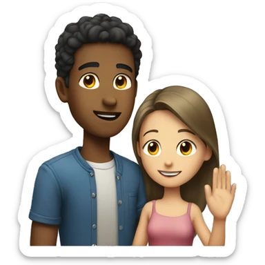 Young man giving a hand to a young woman sticker