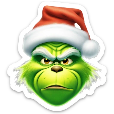 The grinch wearing a Christmas hat happy sticker