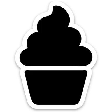cupcake with pink icing, flat icon style, minimal details sticker