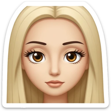 long straight hair dark brown eyes and long lashes with and light  skin sticker