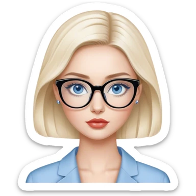 Hyper Realistic beautiful dior model, blue eyes and glasses  sticker