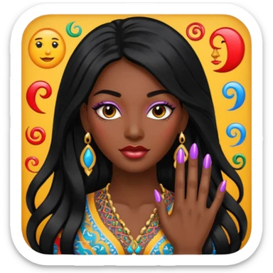 nail art black woman long hair sticker