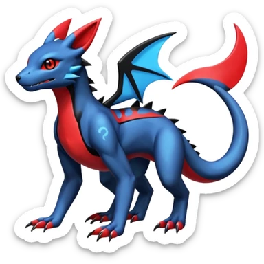 Shiny Edgy Exotic Colorful Guilmon-Salandit-Umbreon-Fakémon-hybrid-creature (full body)  sticker