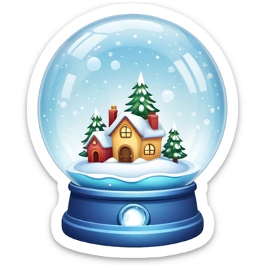 Tiny planets inside a snow globe sticker