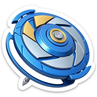 A blue Beyblade with 3 pointed blades like Victory Valtryek sticker