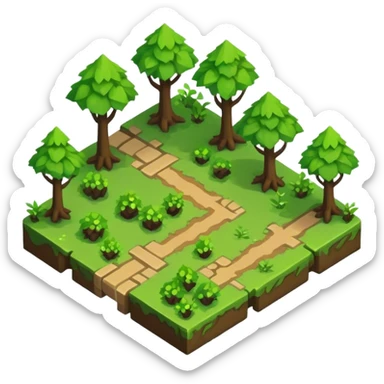 StarCraft-inspired, isometric RTS rugged terrain tile forest sticker
