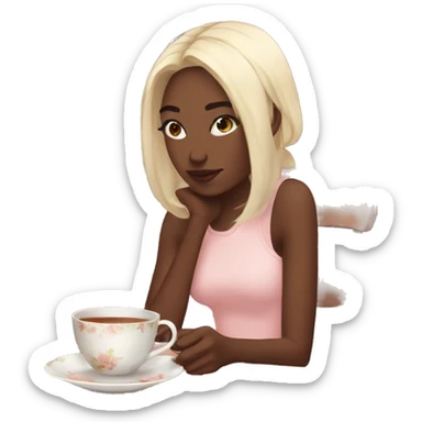 aesthetic girl chilling with her tea  sticker
