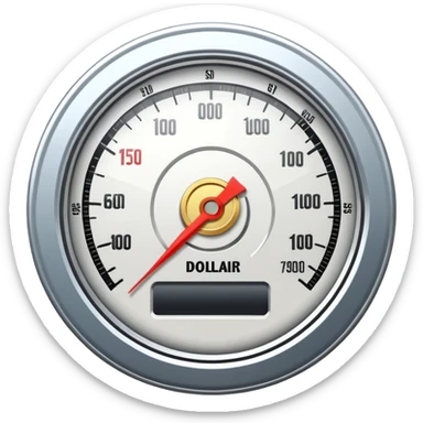 speedometer with a dollar coin in the center sticker