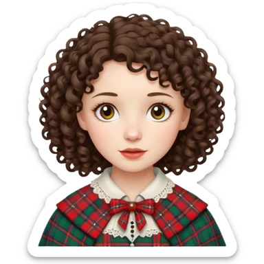 brunette curly woman wearing scottish traditional clothes sticker