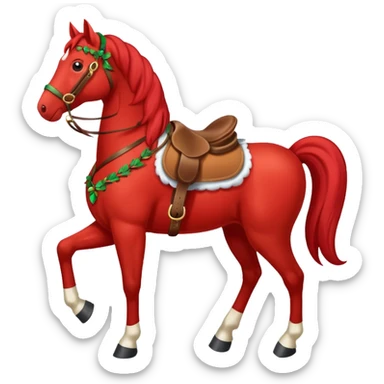 Christmas red horse with a full-length sticker