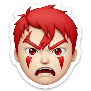 beom taeha An angry expression, with a red, distressed face and a jagged red line above its head. sticker