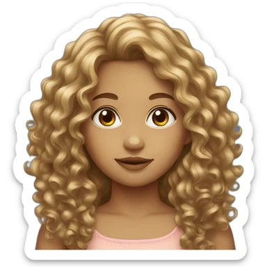 girl long curly hair dress sticker