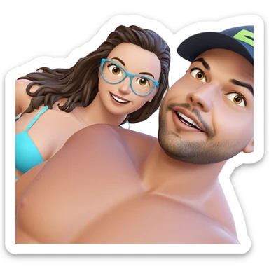 smiling couple in swimwear sticker