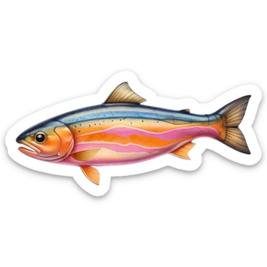 single piece of smoked trout, thin and translucent, orange-pink with marbling, glossy and fresh, natural curves and folds, no extras, soft lighting, transparent background, emoji scale sticker