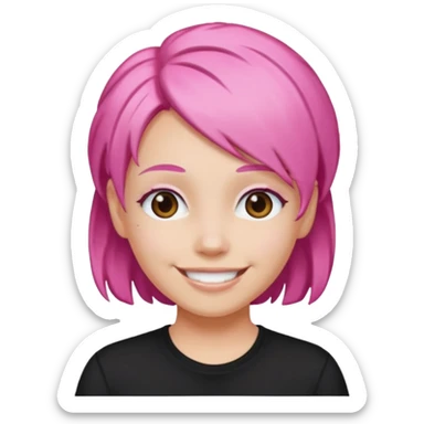 Black shirt pink hair sticker