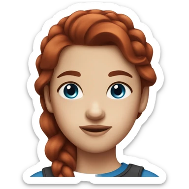 Girl with dark red hair and blue eyes  sticker