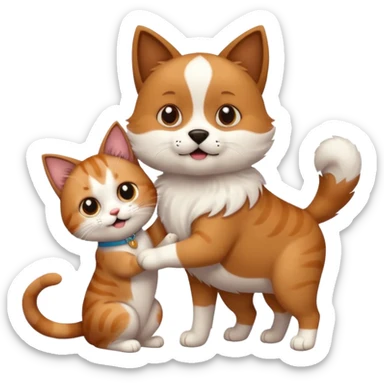 een hond met een kat sticker