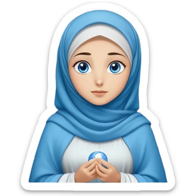 Turkish beautiful finish Konya girl blue eyes with moon hijab dress and watching the moonlight sky on the ground  sticker