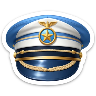 white captain hat with blue circle closeup alone sticker