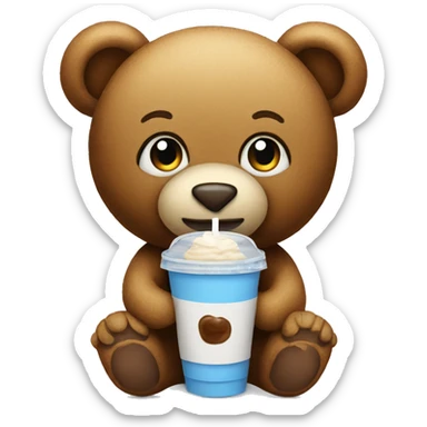 Teddy holding iced coffee sticker