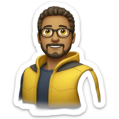 man yellow jacket nerd glasses and goatee sticker
