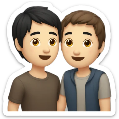 Asian man with black hair kisses Russian guy with brown hair   sticker