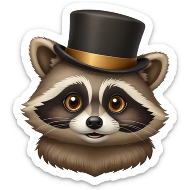 raccoon tipping top hat sticker