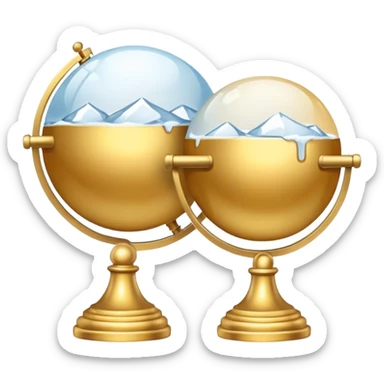 Gold ice globes with a white handles that are over lapping each other sticker