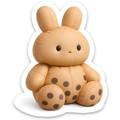 full-body milk tea bunny sitting still with blank stare sticker