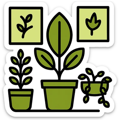 olive green bedroom plants with frames sticker