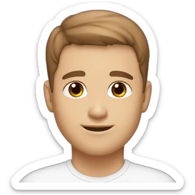 cute white man round face with brown fade haircut brown eyes sticker