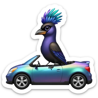 Grackle driving a car sticker
