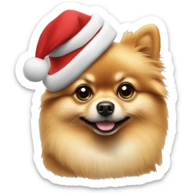 Pomeranian wearing a Christmas cap  sticker