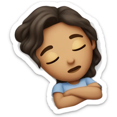 Sleepy girl, brunet on the bed sticker