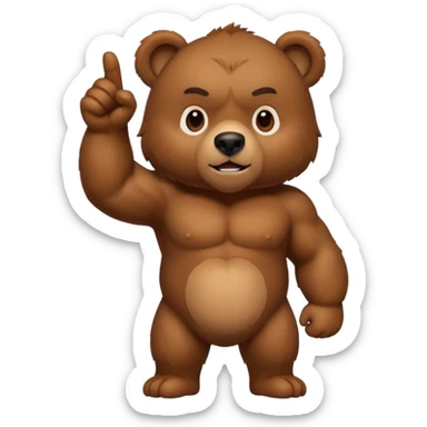 Crea a un oso señalando abajo sticker