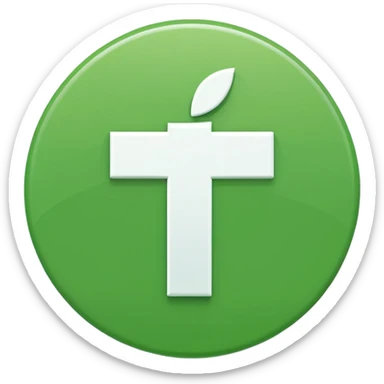 pure white plus sign centered on a solid green circle, apple emoji style, subtle drop shadow sticker