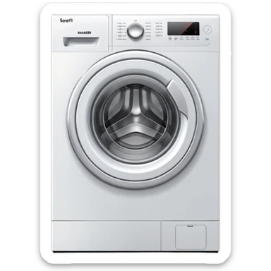 front-loading washing machine with round door sticker