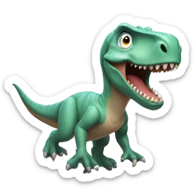 dino wearing white wig while surfing sticker