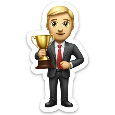 Photorealistic serious businessman with trophy in his hand sticker