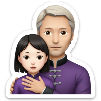 mads mikkelsen holds asian girl by the neck sticker