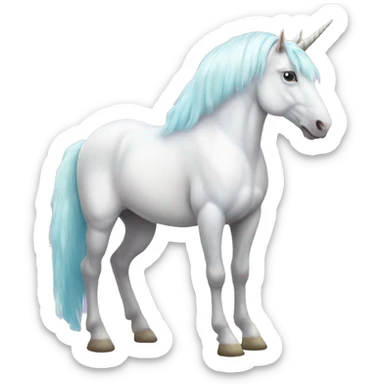 Fullbody four-legged White unicorn with pastel color mane  sticker