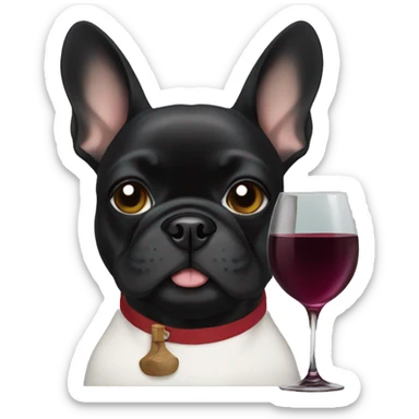 Black Frenchie with wine glass sticker
