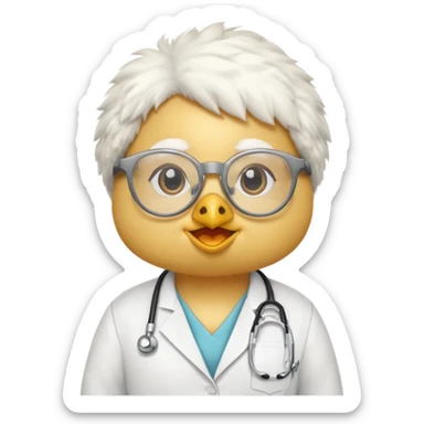 chick animal with glasses, wearing doctor uniform sticker