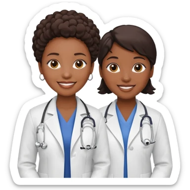 black female doctor and white technician sticker