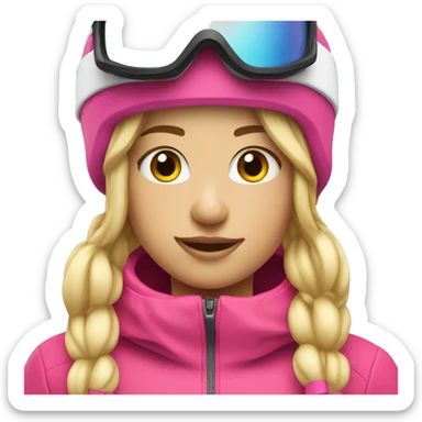 Skier girl with blonde hair and pink gear  sticker